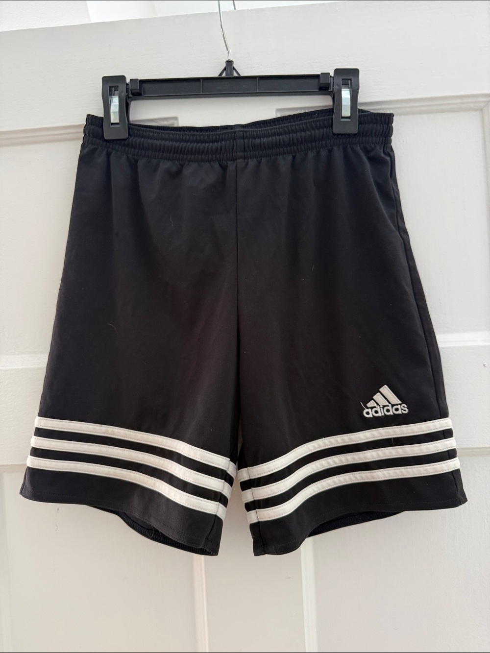 Adidas Black Athletic Shorts with White Stripe Detail